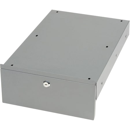Global Industrial Locking Steel Drawer with Divider for Plastic or Steel Carts, 10-3/4W x 18D x 4-1/2H 606797GY